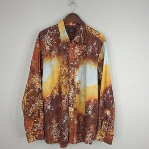 Indigo Palms Shirt Mens 2XL Brown Floral Long Sleeve Snap Tommy Bahama